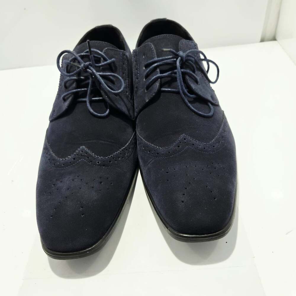Bravo King-3 Dress Shoe Size 15W Blue Suede Oxford
